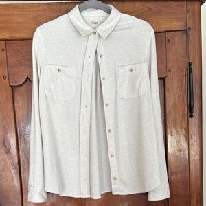 Faherty Legend Sweater Overshirt Off White